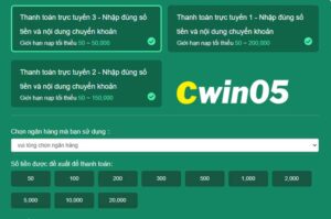 nạp tiền Cwin05 qua internet banking